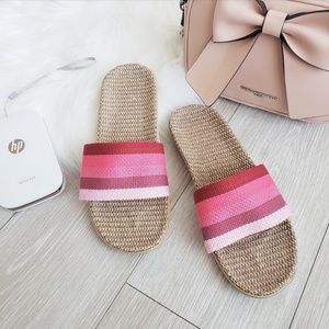 CLEARANCE! NEW STRAW BLOCK COLOR SANDALS SIZE 35-36